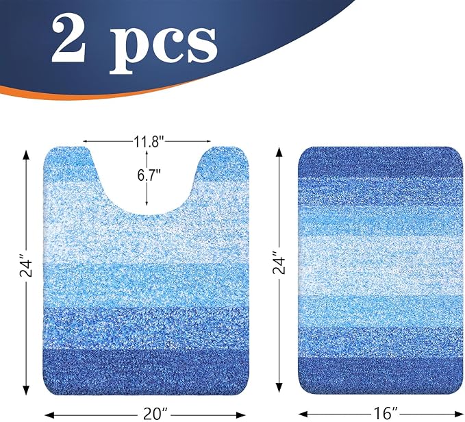 OLANLY Bathroom Rug Set 2 Piece, Soft Absorbent Microfiber Bath Mats and - Image 2
