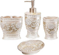 Zahari Home 4pc Rose Vine Bathroom Accessories Sets Lotion Pump, Tooth Brush by ZahariHome