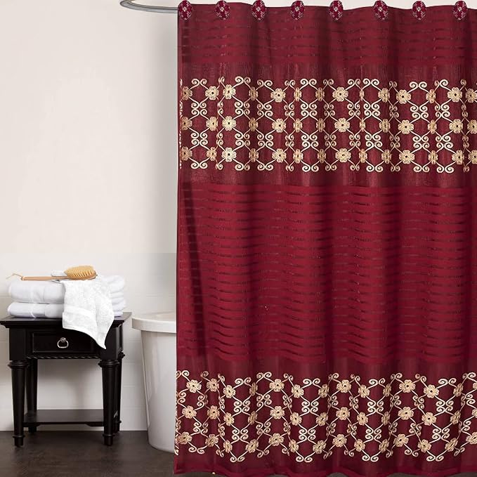 Zahari Home 13pc Elegant Rose Bathroom Shower Curtain Sets Elegant Shower - Image 2