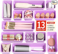 13 Pack Plastic Drawer Organizers Set, 3 Sizes Desk Drawer Organizer Trays by Canfanni
