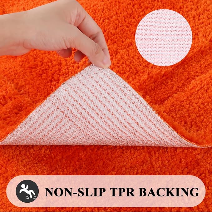 SHACOS Orange Fall Bathroom Rugs Sets 3 Piece, Soft Fluffy Water Absorbent - Image 5