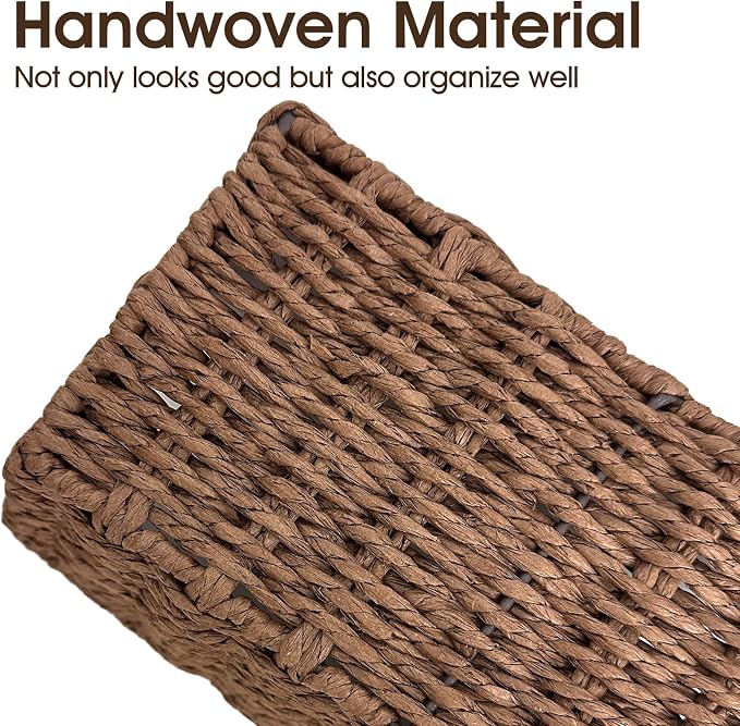 Paper Rope Storage Baskets for Shelves Organizing, Small Hand Woven Wicker - Image 2