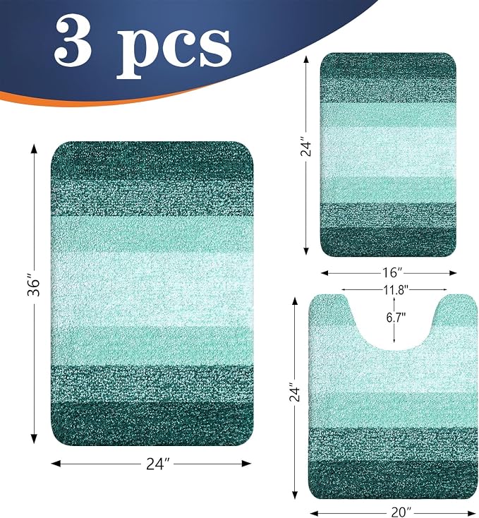 OLANLY Bathroom Rugs Sets 3 Piece, Soft Absorbent Microfiber Bath Mats and - Image 2