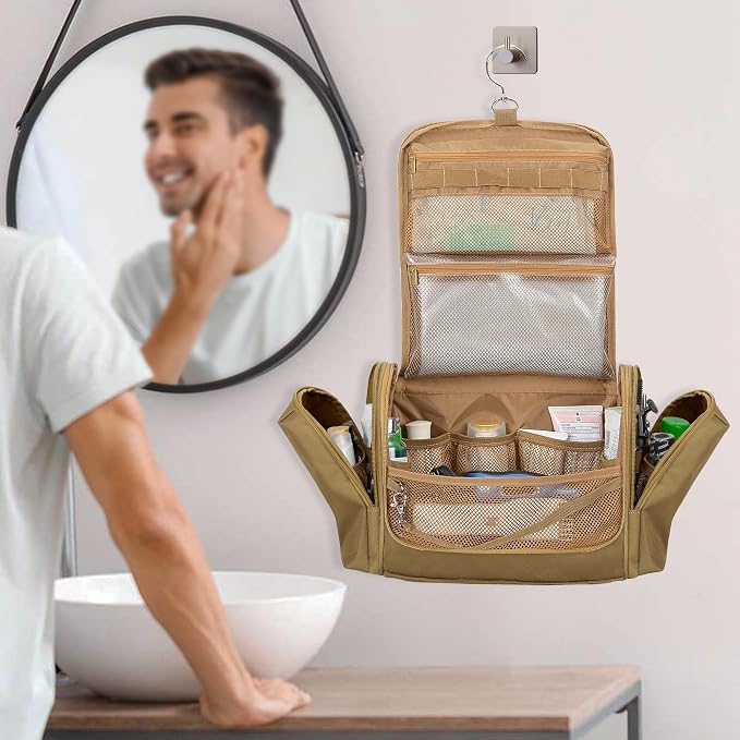 Tactical Toiletry Travel Bag for Men, Hanging Dopp Kit Hygiene Bag Shower - Image 8