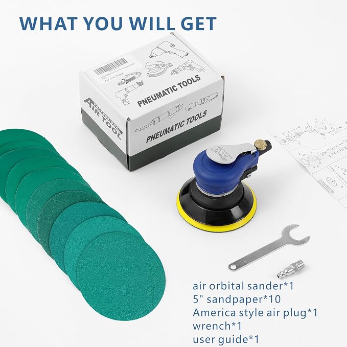 Air Random Orbital Sander by UPWOOD, Pneumatic Palm Sander - Image 2