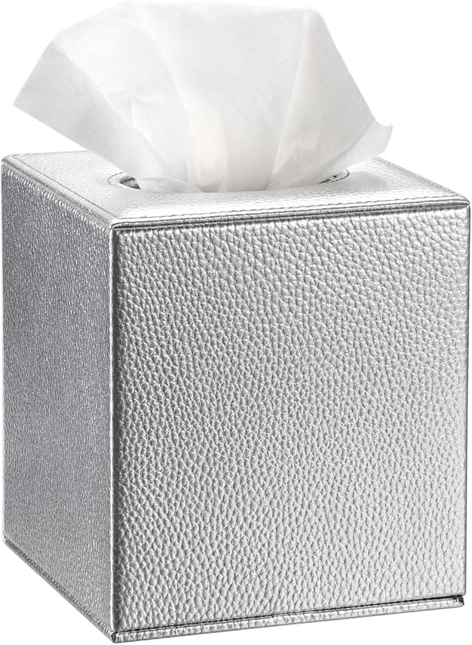 Sumnacon Tissue Box Cover Square Tissue Box Stylish PU Tissue Box Holder by Sumnacon