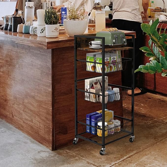 Sunexinlo 4-Tier Kitchen Rolling Cart - Image 6