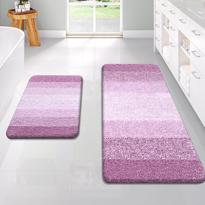 OLANLY Bathroom Rug Set 2 Piece, Soft Absorbent Microfiber Bath Rug Set by OLANLY