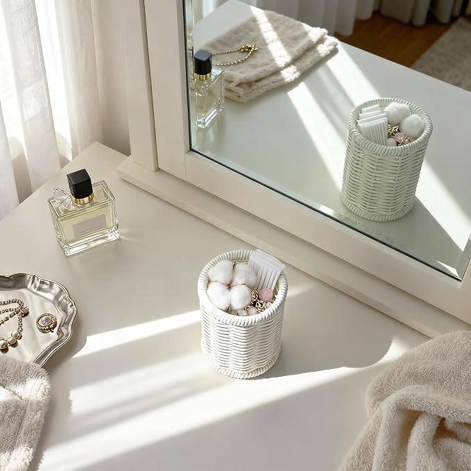 Rattan Jars, Rattan Desk Organizer, Bathroom Essentials Accessories Decor - Image 6
