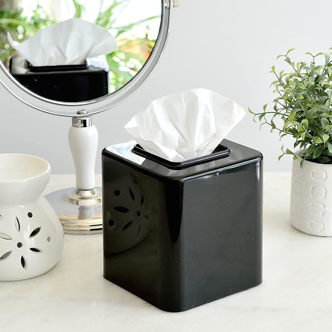 Youngever 2 Pack Tissue Box Covers, Plastic Square Tissue Box Holders, Square - Image 3