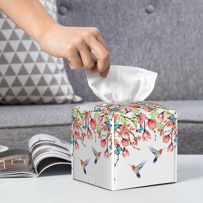 Hummingbird and Flowers Tissue Box Cover Square - Image 6