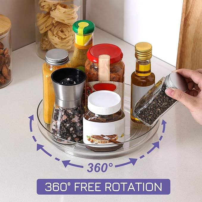 4 Pack, 10 Inch Clear Non-Skid Lazy Susan Organizers - Image 3