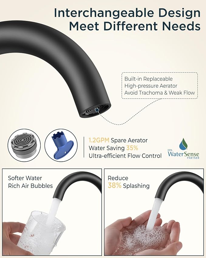 FORIOUS 4 Inch Centerset Bathroom Faucet Black 2 Hole, Two Handle Matte Black - Image 3