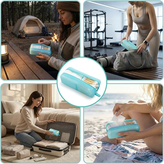 Cotton Pad Swab Travel Case – 2-in-1 Portable Waterproof Qtips Dispenser - Image 8