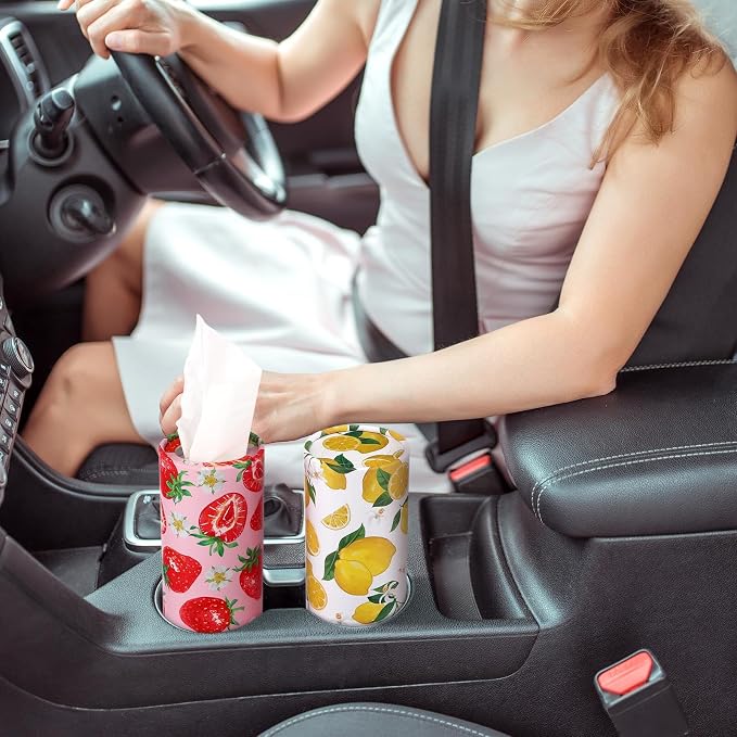 Zonon 8 Pcs Car Tissues Holder Round Box - Image 2