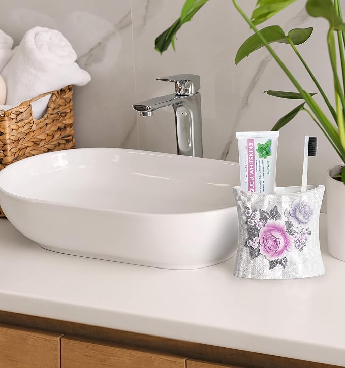 Zahari Home 4pc Michelle Bathroom Accessories Sets Lotion Pump, Tooth Brush - Image 4