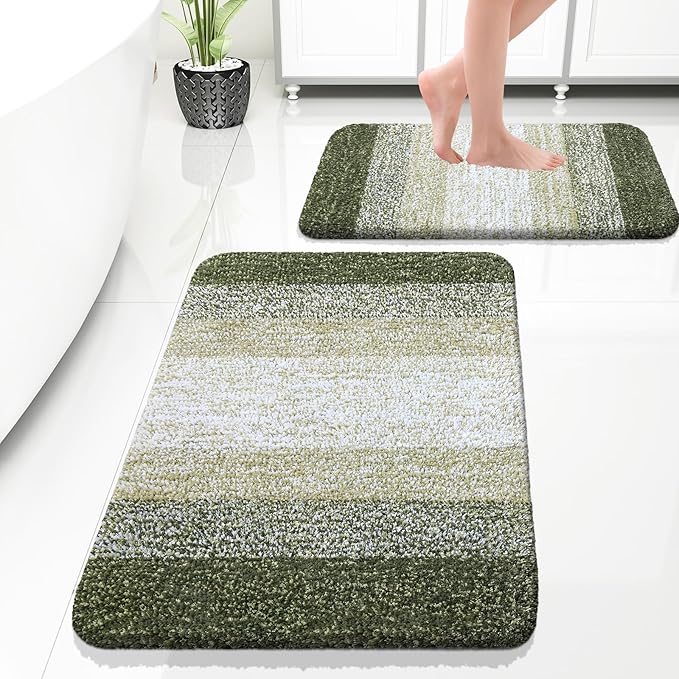 OLANLY Bathroom Rug Set 2 Piece, Soft Absorbent Microfiber Bath Rug Set by OLANLY