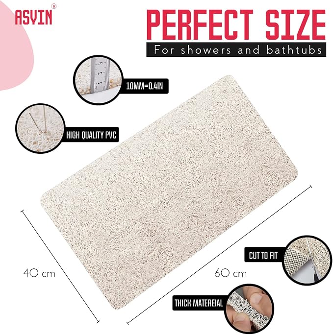 Asvin Soft Textured Bath, Tub Mat, 24x16 Inch, Phthalate Free, Non Slip Comfort - Image 5