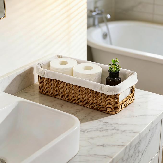YRMT Rattan Toilet Tank Basket Toilet Paper Storage Baskets - Image 3