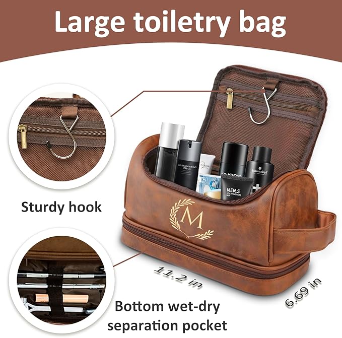 Personalized Leather Toiletry Bag - Image 3