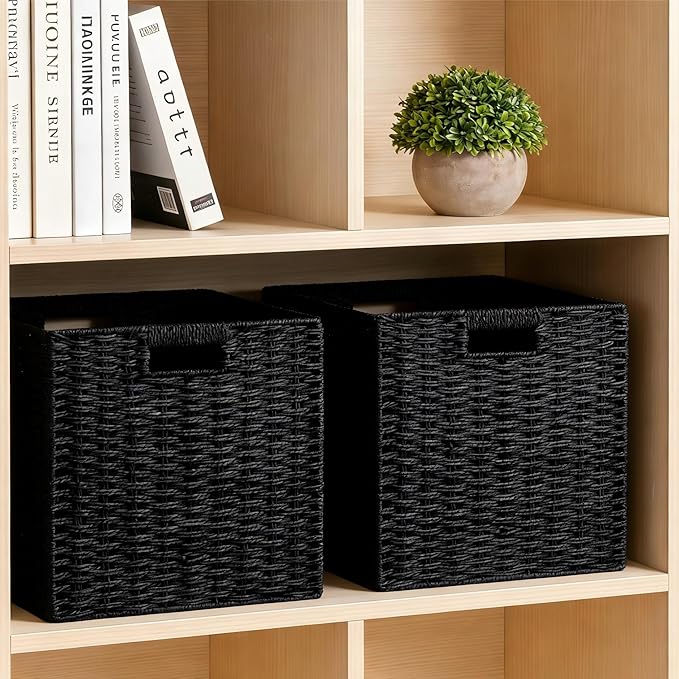 UBBCARE 4 Pack Wicker Basket, 11L×11H×10.5W inch Woven Paper Rope Storage - Image 4