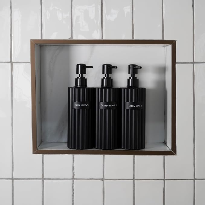 Stylish Shampoo and Conditioner Dispenser Set of 3 - Image 2