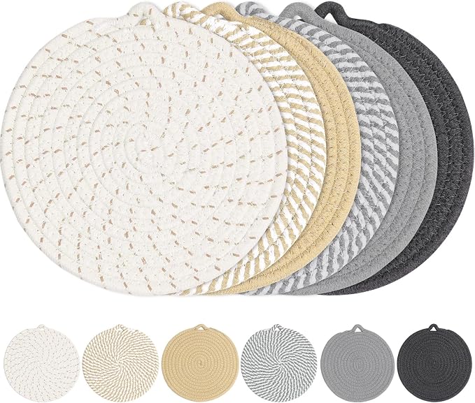 8" Trivets for Hot Dishes, 6 Pack Hot Pads for Kitchen Counter & Dining Table by PUPILLEMONJEWELRY