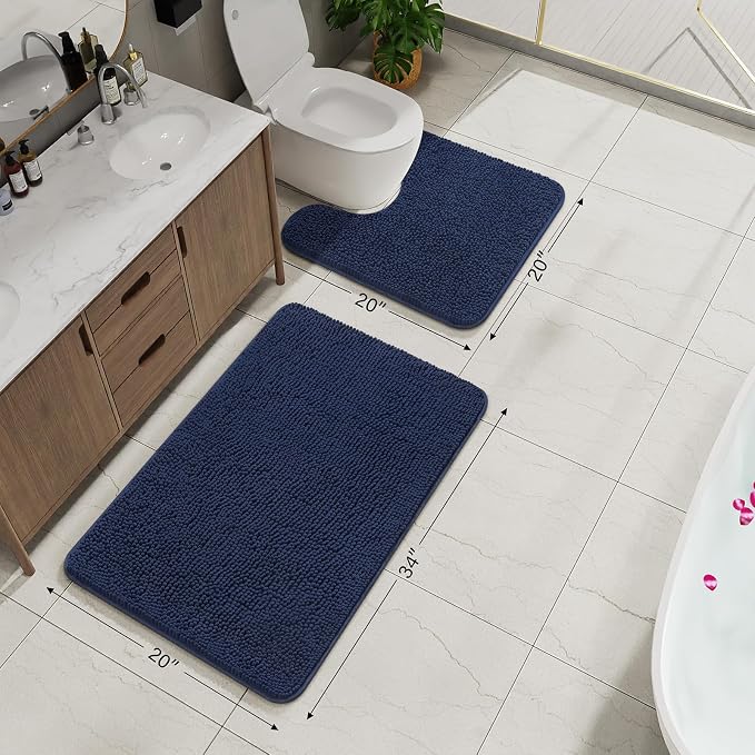 AROGAN Bathroom Rug Sets 2 Piece, Washable Bath Rug, Absorbent Soft Non Slip - Image 3