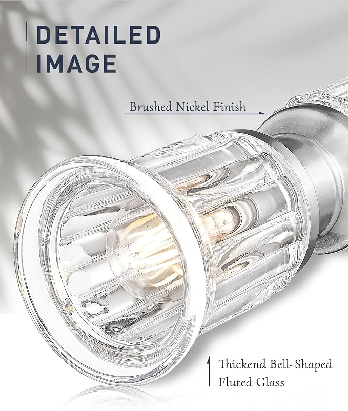 Bathroom Wall Sconces, HWH Brushed Nickel Wall Lighting - Image 4