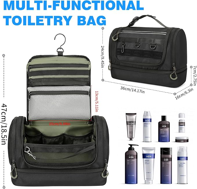 Toiletry Bag for Men, Handing Travel Toiletry Organizer Protable Water - Image 3