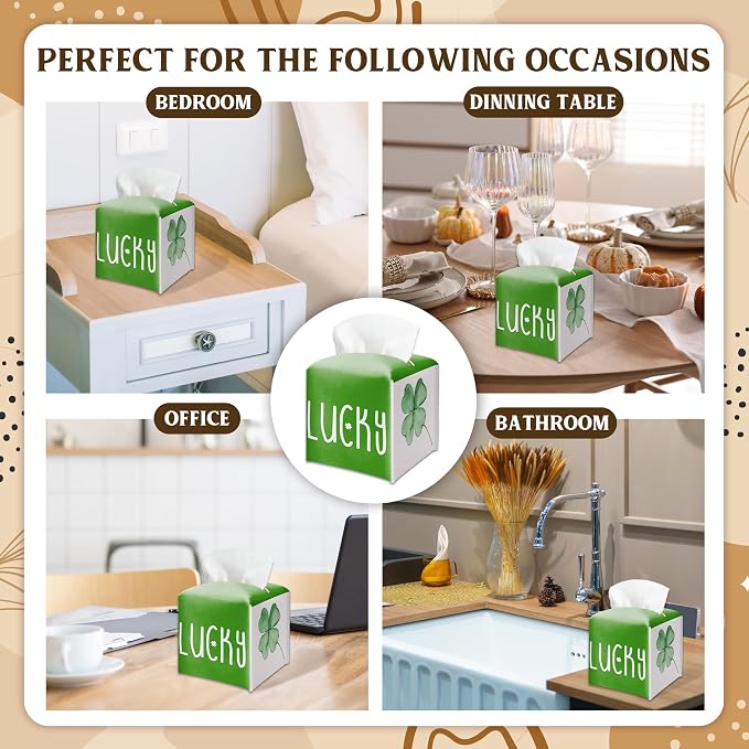 St. Patrick's Day Lucky Clover Design Tissue Box Cover - Image 6