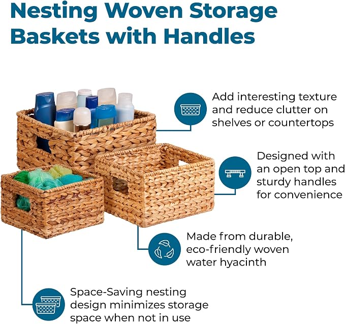 Honey-Can-Do Banana Leaf Storage Baskets –Water Hyacinth Woven Basket, - Image 3