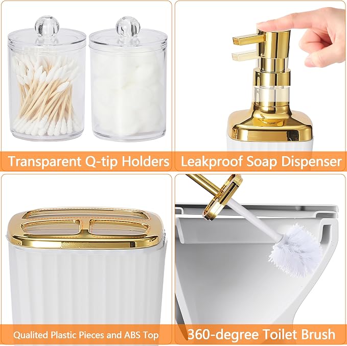 Bathroom Accessories Set, 9 Piece White Bathroom Sets Complete - Image 7