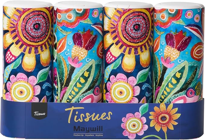 Car Tissues Holder with Facial Tissue, Car Tissue Box, Travel Tissues Cylinder by MAYWILL