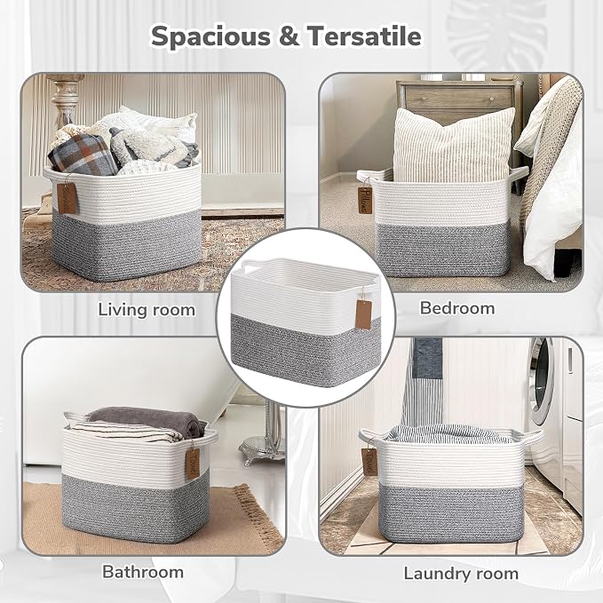 Goodpick Woven Storage Basket, Cotton Rope Baskets - Image 4