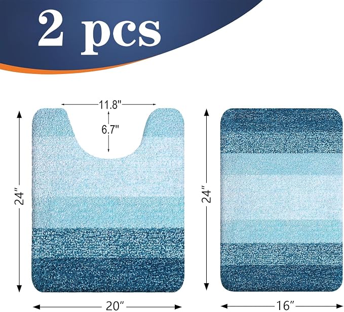 OLANLY Bathroom Rug Set 2 Piece, Soft Absorbent Microfiber Bath Mats and - Image 2