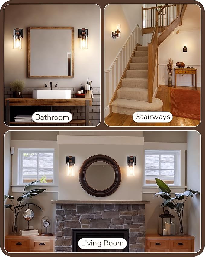 EDISHINE Wall Sconces Set of 2, Farmhouse Vanity Lights Fixtures - Image 6