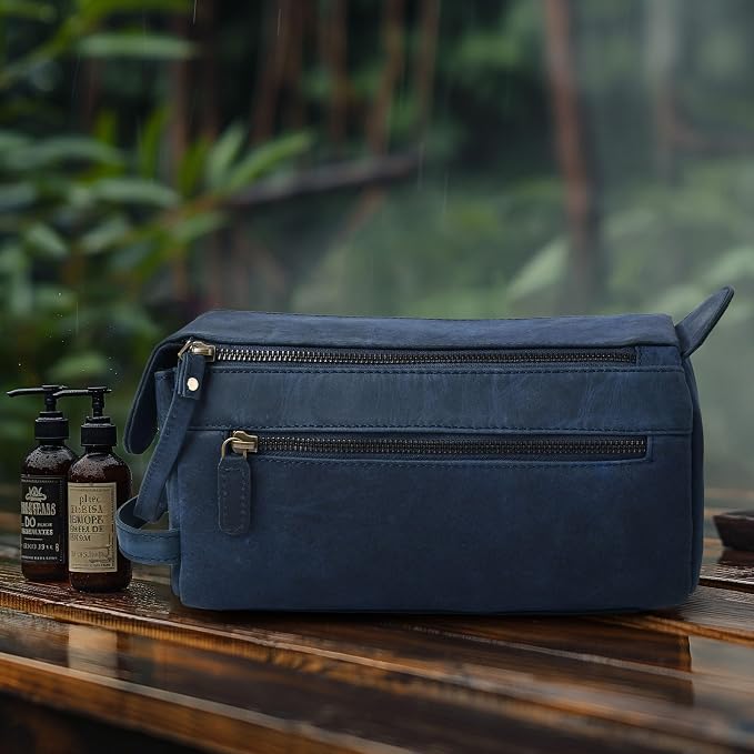 LEATHER VILLAGE Genuine Leather Travel Toiletry Bag - Image 8