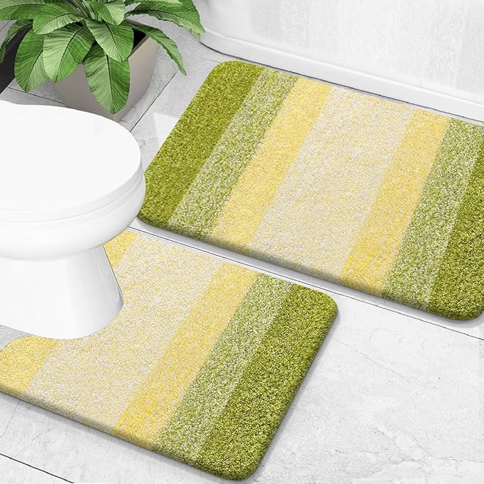 OLANLY Bathroom Rug Set 2 Piece, Soft Absorbent Microfiber Bath Mats and by OLANLY