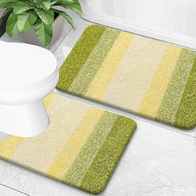 OLANLY Bathroom Rug Set 2 Piece, Soft Absorbent Microfiber Bath Mats and by OLANLY