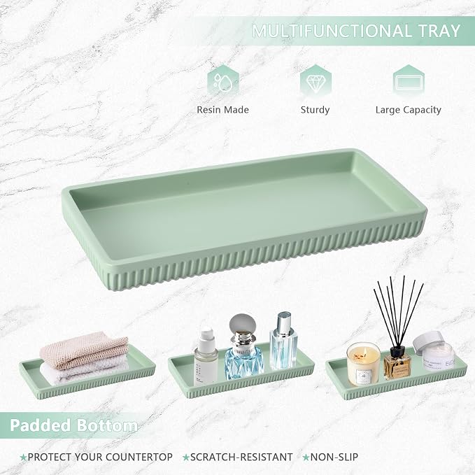 Resin Light Green Bathroom Accessories Set 5 Pcs, Lotion Soap Dispenser - Image 5