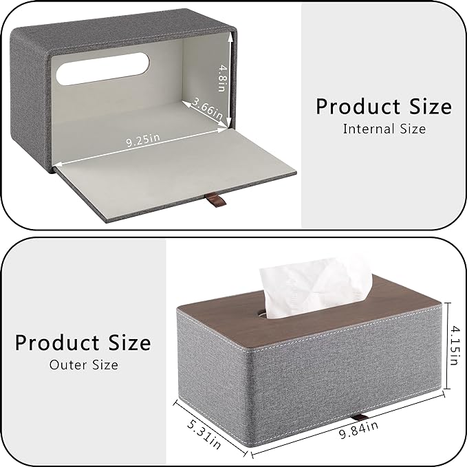 High-end Leather Tissue Box Holder Two Color Matching, Rounded Rectangle Napkin - Image 5