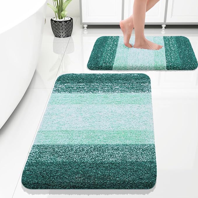 OLANLY Bathroom Rug Set 2 Piece, Soft Absorbent Microfiber Bath Rug Set by OLANLY