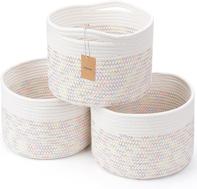Small Rope Baskets for Storage, Baskets for Gifts Empty, Cute Round Woven Basket by MaxuniTechLife