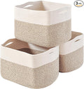 Storage Baskets for Organizing, Woven Cotton Rope Basket for Storage Books by ICERZCZ