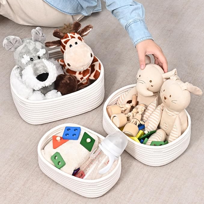 Storage Baskets for Organizing, Small Woven Basket Set of 4 - Image 2