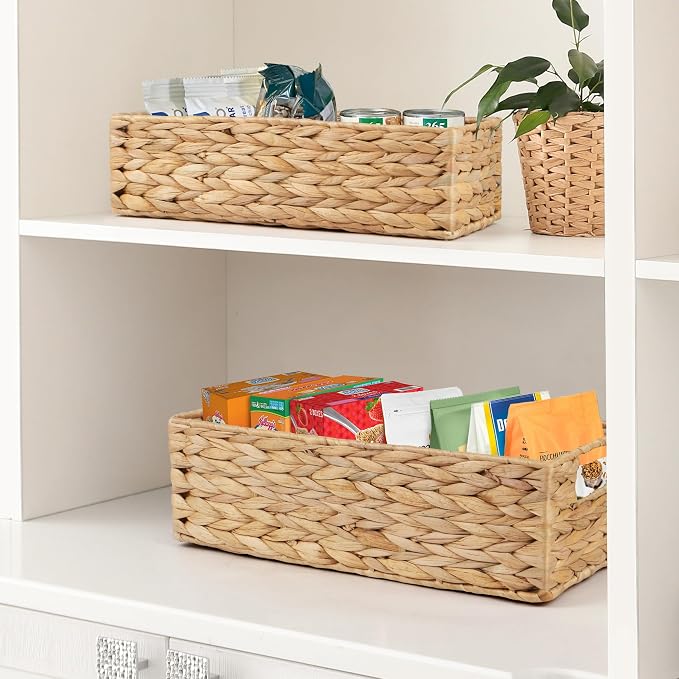 LotFancy Bathroom Basket, 2 Pack Water Hyacinth Toilet Paper Basket, Hand Woven - Image 5