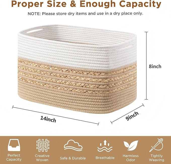 UBBCARE 4 Pack Baskets for Organizing, Woven Storage Baskets for Toys and Towel - Image 2
