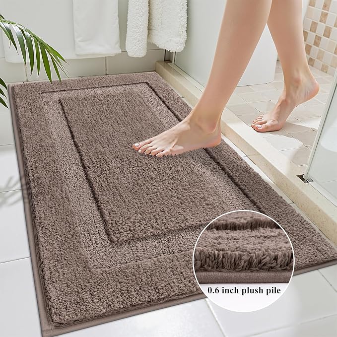 SHACOS Brown Bathroom Rugs Sets 3 Piece, Soft Fluffy Water Absorbent Bathroom - Image 7