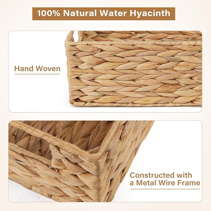 LotFancy Bathroom Basket, 2 Pack Water Hyacinth Toilet Paper Basket, Hand Woven - Image 3